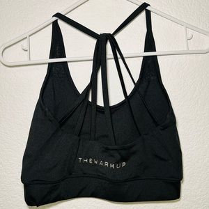 The Warm Up by Jessica Simpson Black Strappy Sports Bra